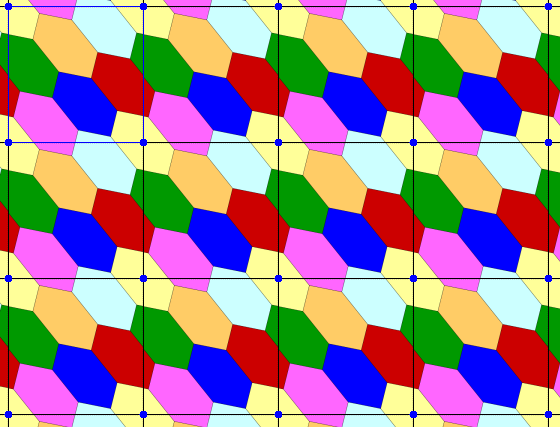 Repeaded copies of the unit cell filling the plane